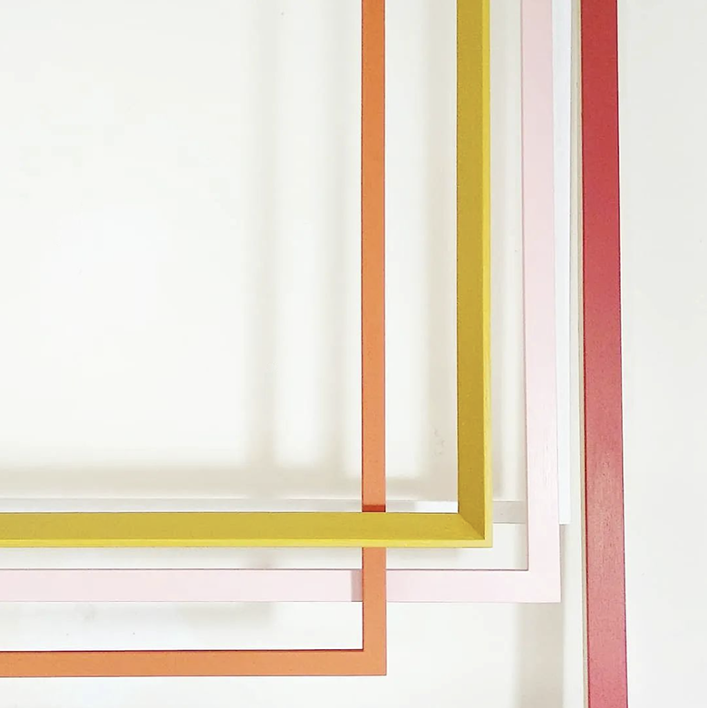 corners of different colour hand-painted frames